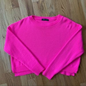NWOT Cameo Rose Neon Pink Knit Crop Sweater